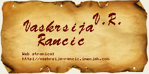 Vaskrsija Rančić vizit kartica